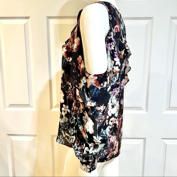 PARKER-Gorgeous Silk Ruffle Sleeve & Neckline-Cold Shoulder Blouse-Sz S-EUC - Picture 3 of 9